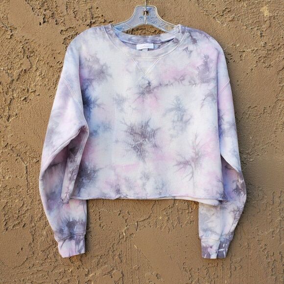 Colsie tie dye cropped long sleeve sweatshirt - Picture 1 of 13